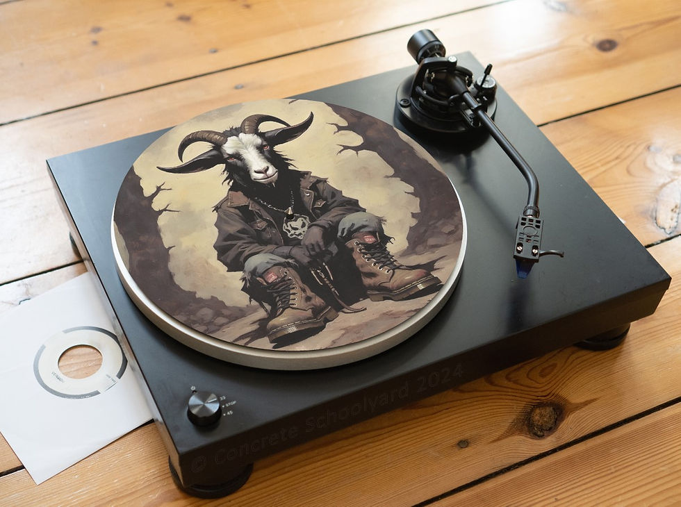 Heavy Metal Devil Goat Graphic Felt Record Player Turntable Slipmat