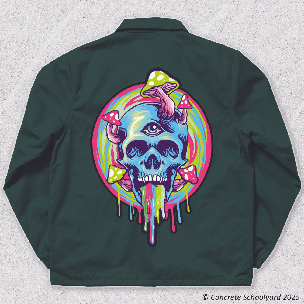 Psychedelic Skull: Third Eye Mushroom Drip Large Iron On Jacket Back Patch