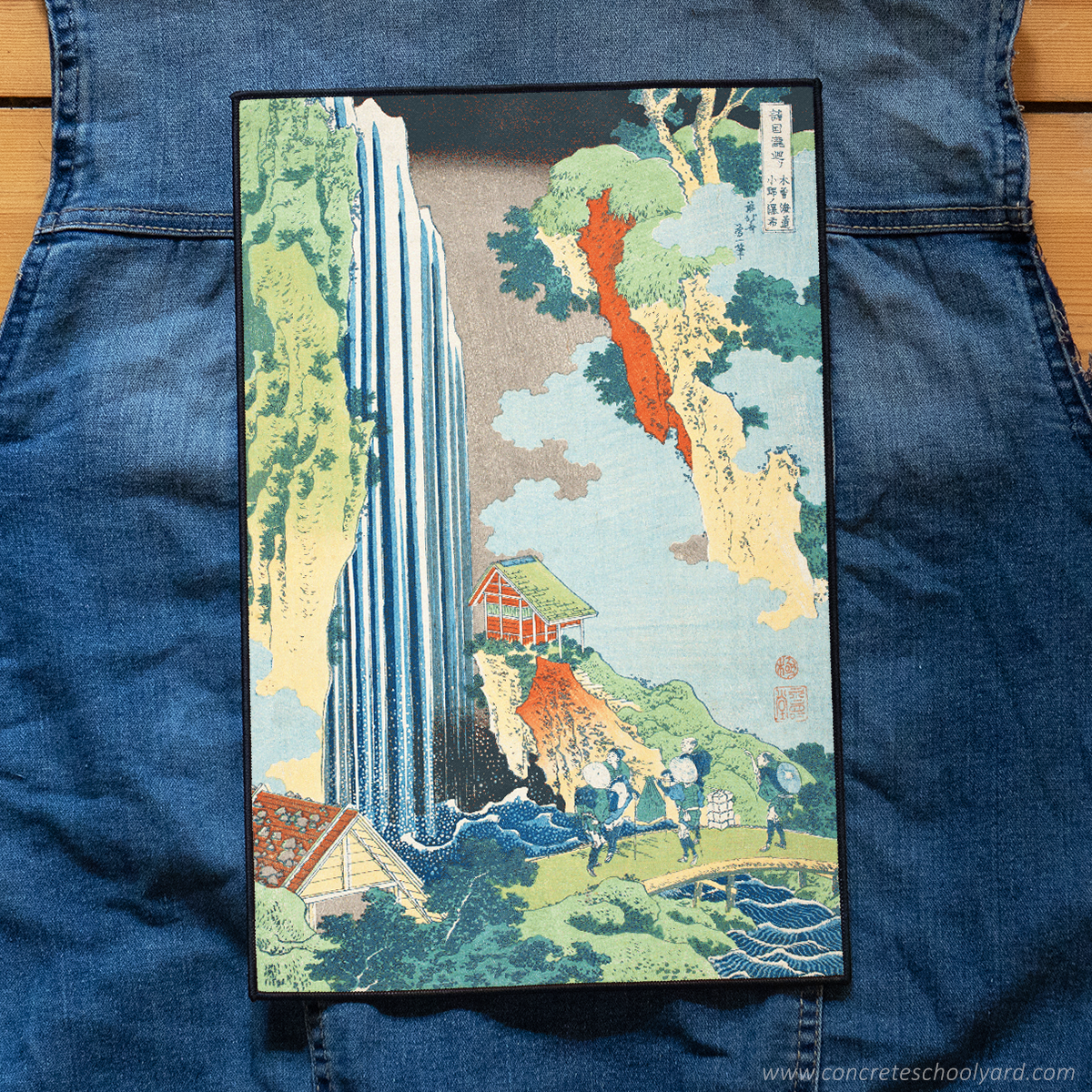 Vintage Japanese Waterfall Print by Hokusai Iron On Jacket Back Patch