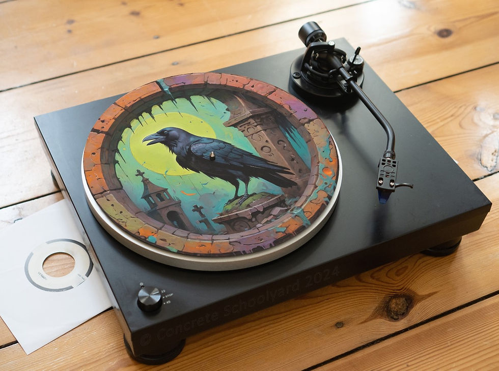 Miniaturbild: Vibrant Crypt Crow Metal Black Bird Felt Record Player Turntable Slipmat
