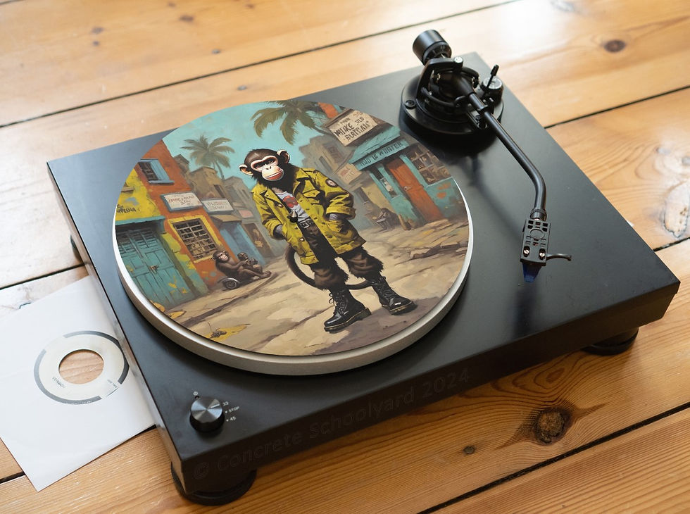 Thumbnail: Skinhead Reggae Punk Monkey Felt Record Player Turntable Slipmat