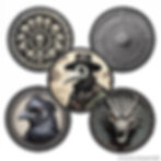 5x Patch Pack: Vintage Metal / Gothic Styles, Dragon, Crow & Plague Doctor