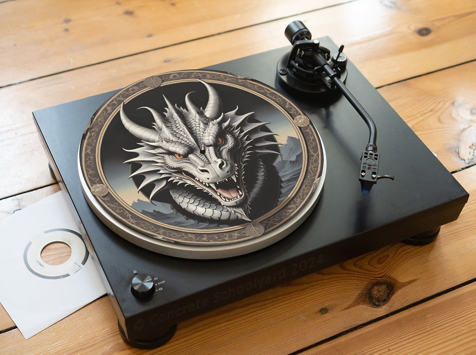 Thumbnail: Gothic Dragon Head Bust Felt Record Player Turntable Slipmat