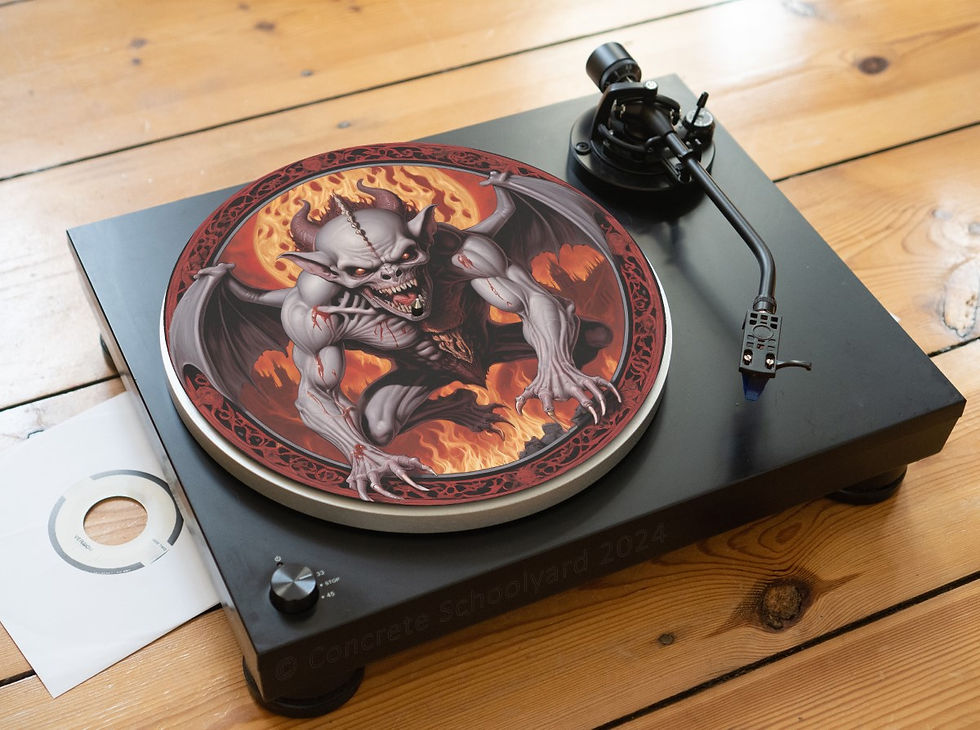 Miniaturbild: Heavy Metal Flaming Gargoyle Felt Record Player Turntable Slipmat