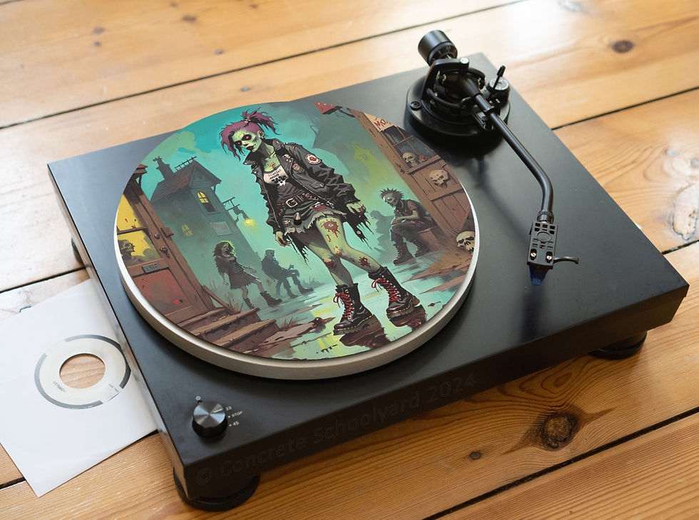 Miniaturbild: Zombie Pin Up Girl Punk/Metal Felt Record Player Turntable Slipmat