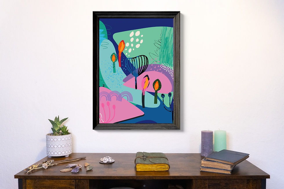 Thumbnail: Colourful Modern Abstract Nature Graphics High Quality Wall Art Print