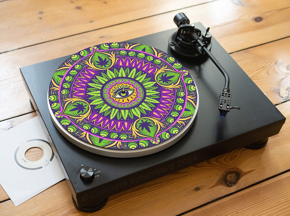 Vibrant Psychedelic Weed Marijuana Mandala Felt Record Player Turntable Slipmat