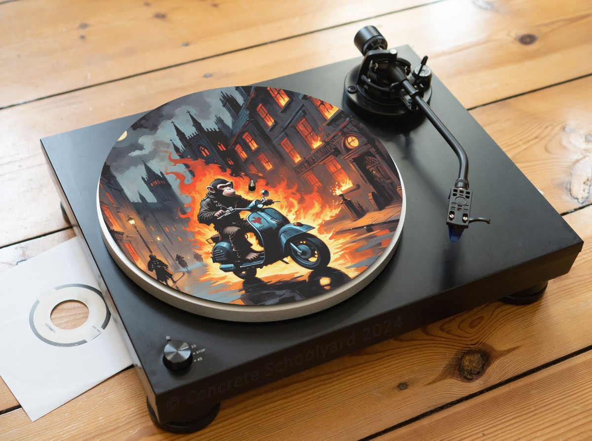 London Mod/Punk Scooter Monkey Felt Record Player Turntable Slipmat