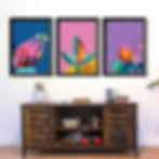 Colourful Abstract Floral Motifs High Quality Wall Art Print