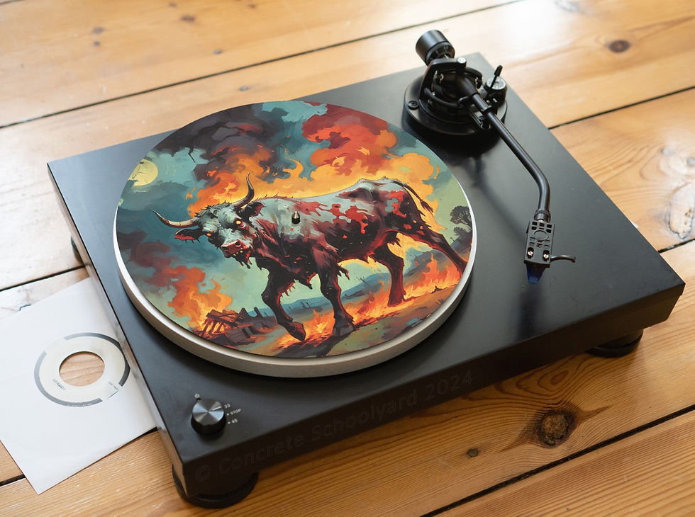 Thumbnail: Heavy Metal Burning Cattle Cow Felt Record Player Turntable Slipmat
