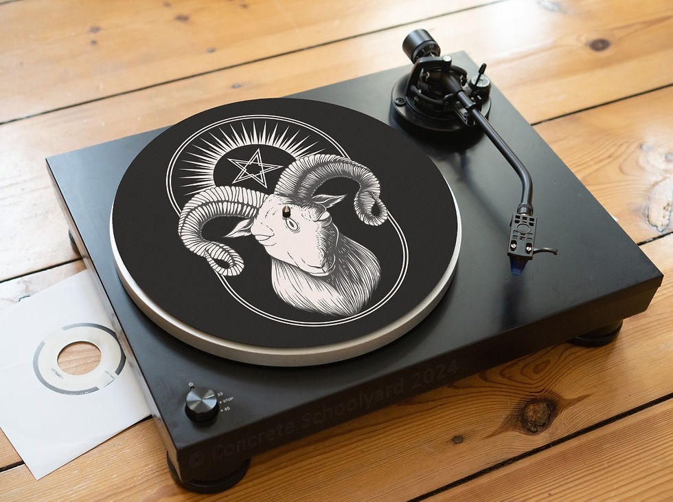 Thumbnail: Heavy Metal Baphomet Devil Goat Pentagram Felt Record Player Turntable Slipmat