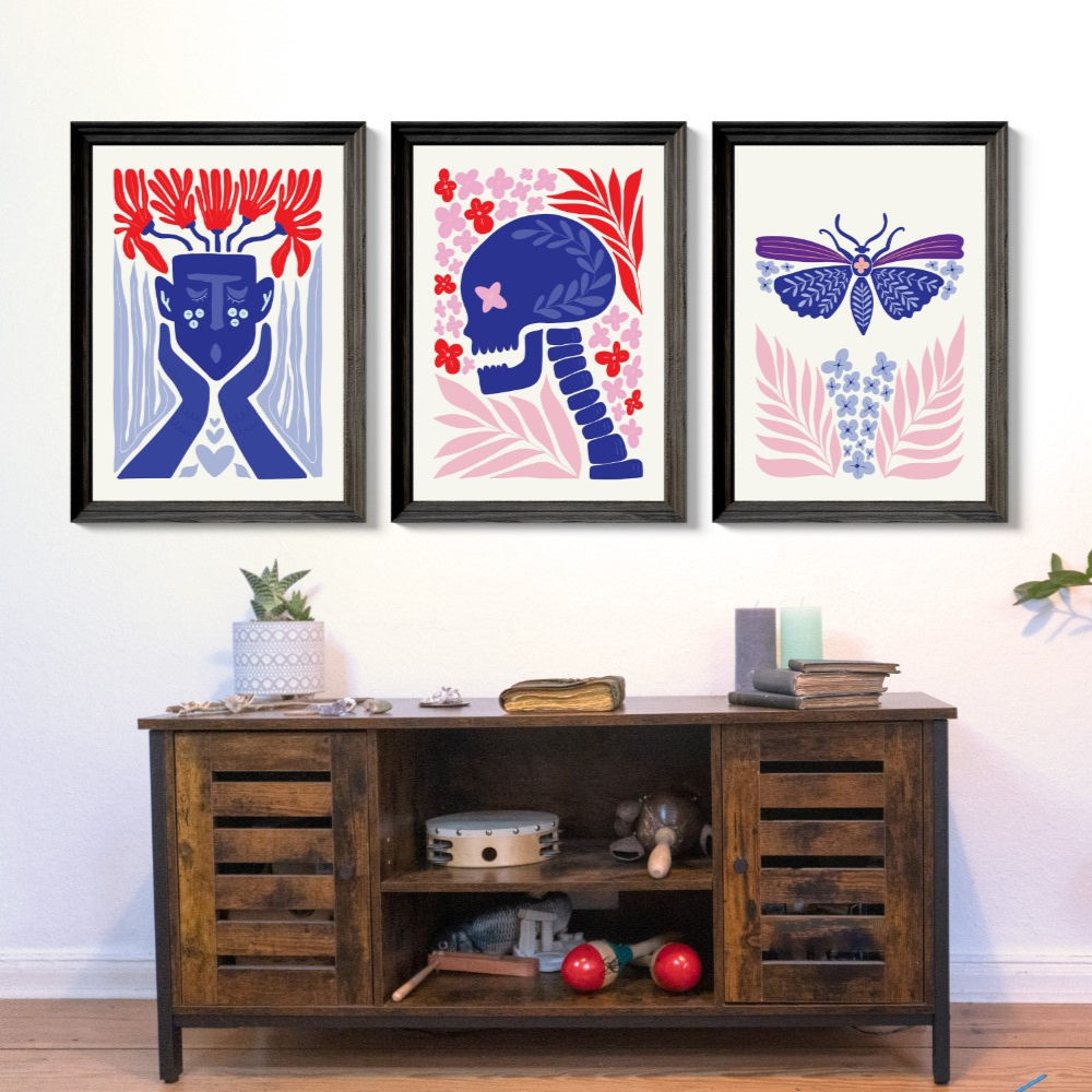 Beautiful Hippy/Bohemian Style Skull & Moth High Quality Wall Art Print