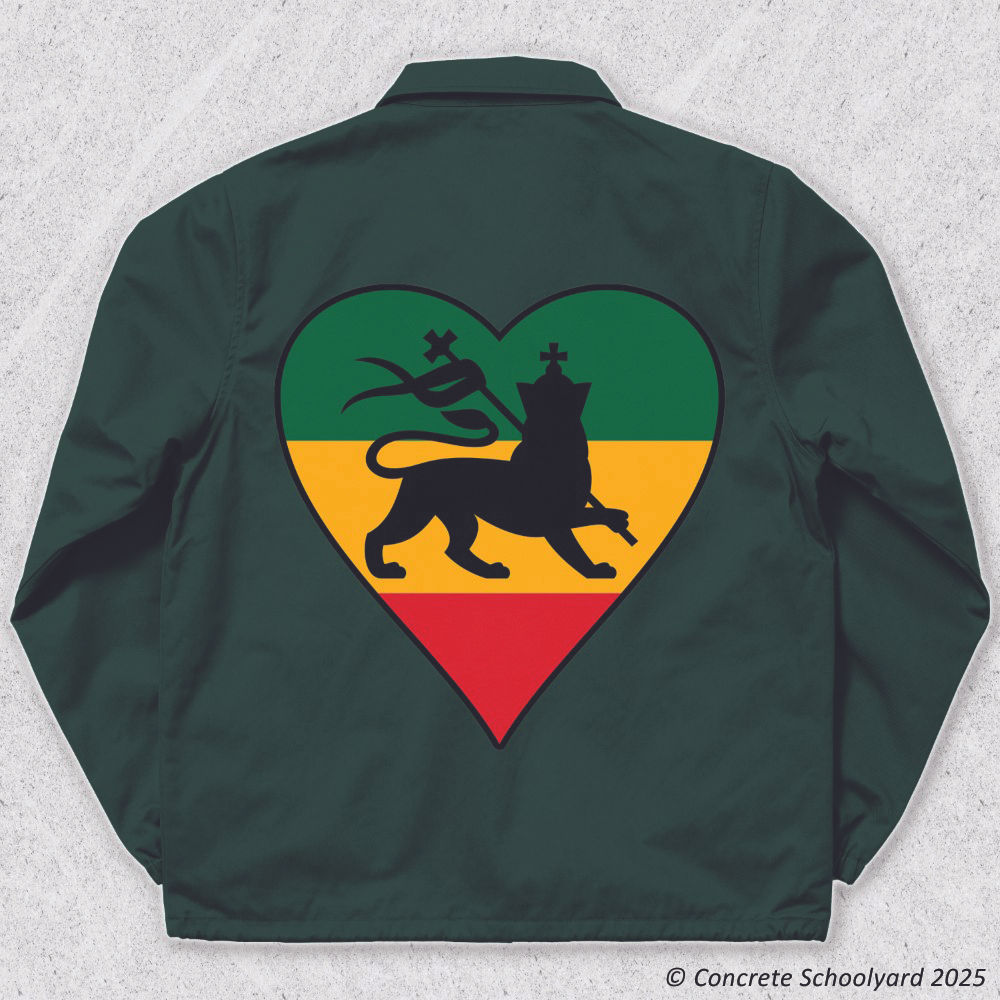 Conquering Lion of Judah Heart Reggae One Love Large Iron On Jacket Back Patch