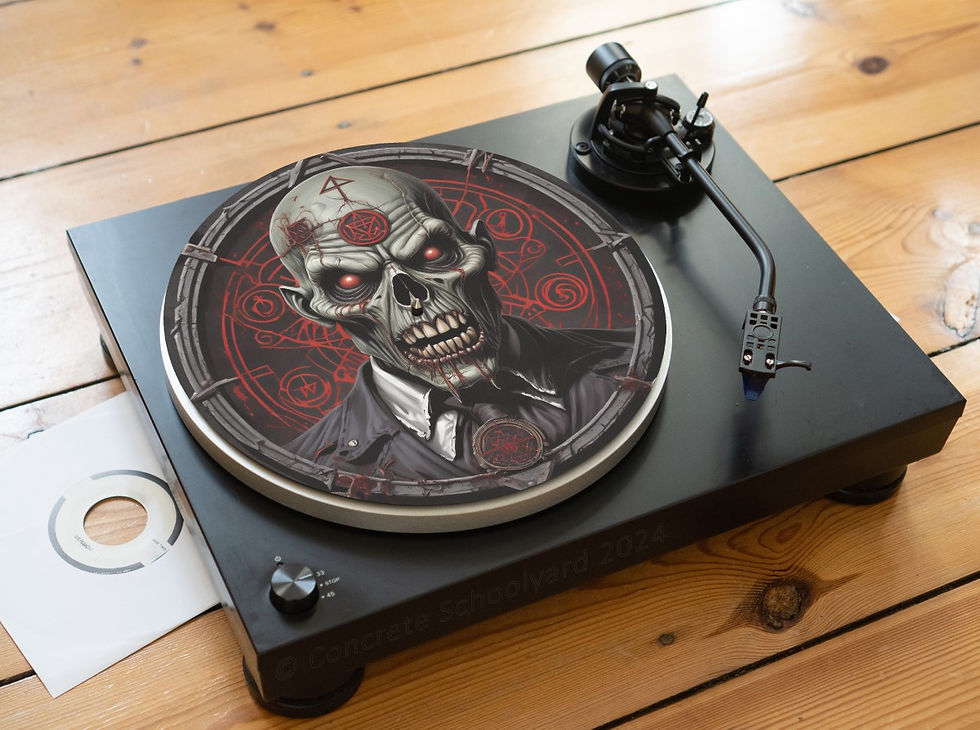 Miniaturbild: Heavy Metal Zombie/Skull Felt Record Player Turntable Slipmat