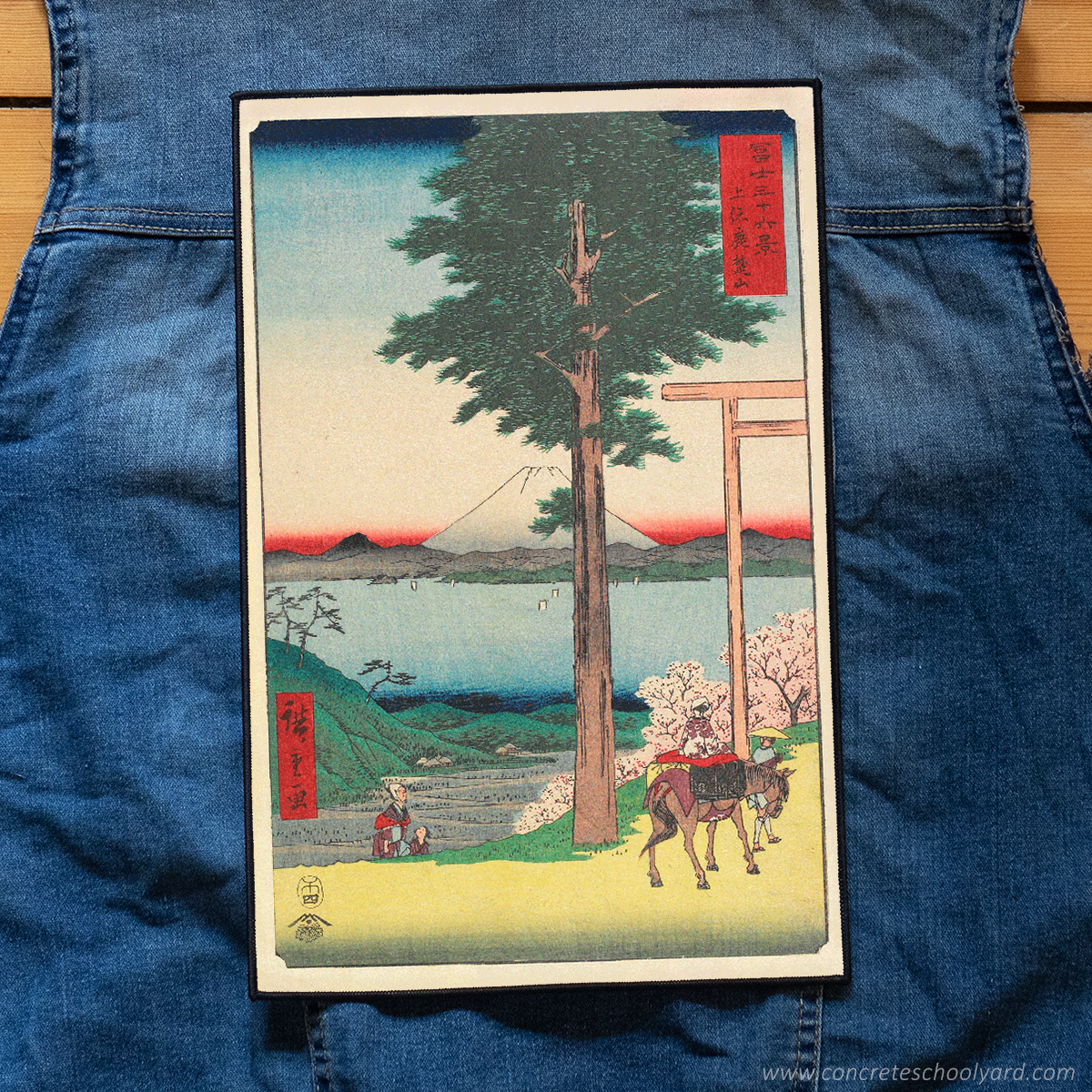 Vintage Japanese Mount Rokusu Worldblock Art Print Iron On Jacket Back Patch