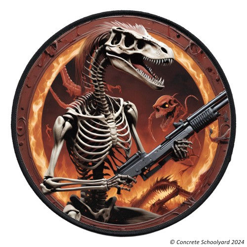 Thumbnail: Skeletal Raptor with an AK47 Iron On Patch