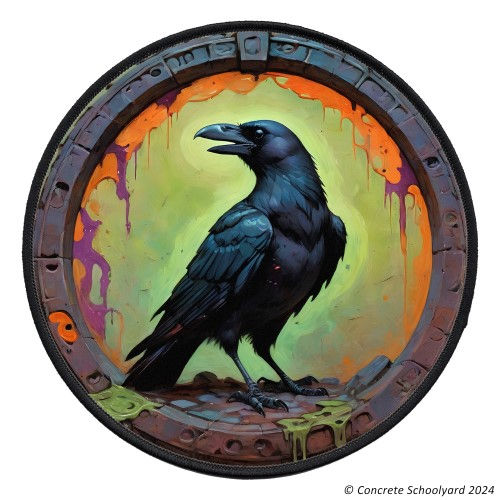 Thumbnail: Vibrant Occult Crow Blackbird Iron On Patch