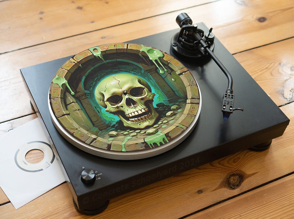 Miniaturbild: Vibrant Occult Crypt Skull Felt Record Player Turntable Slipmat