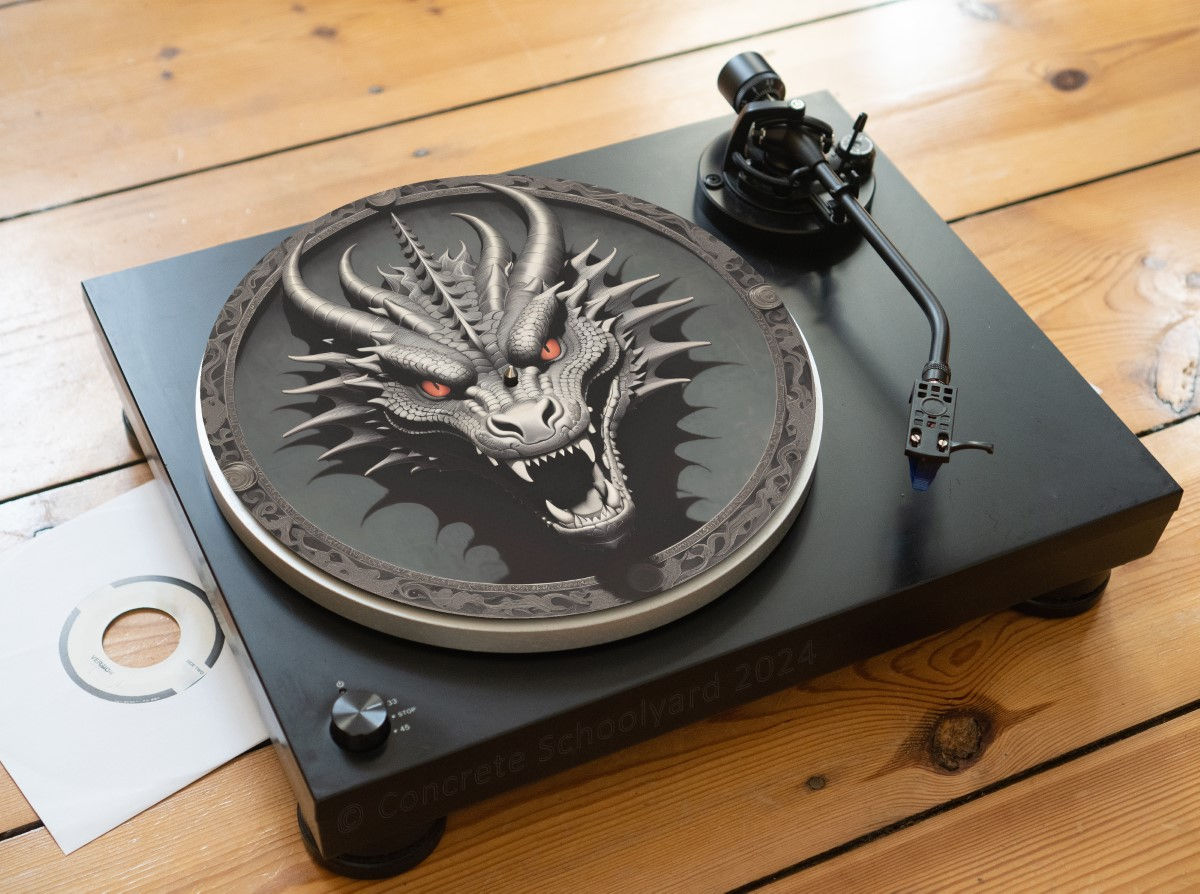 Gothic Dragon Head Bust Felt Record Player Turntable Slipmat