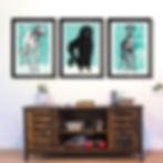 Beautiful Vintage Linocut Dogs by Moriz Jung High Quality Wall Art Print