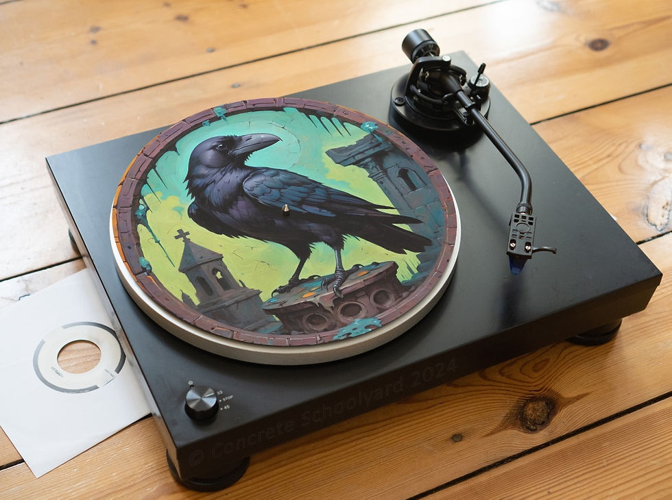 Miniaturbild: Vibrant Crypt Crow Metal Black Bird Felt Record Player Turntable Slipmat