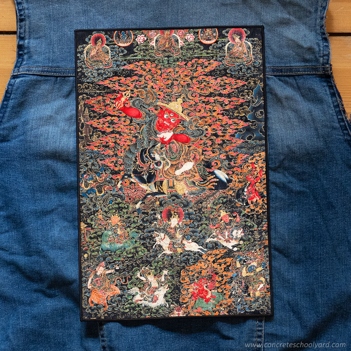 Pehar (Worldly Protector Deity) 1600's Tibetan Art Iron On Jacket Back Patch