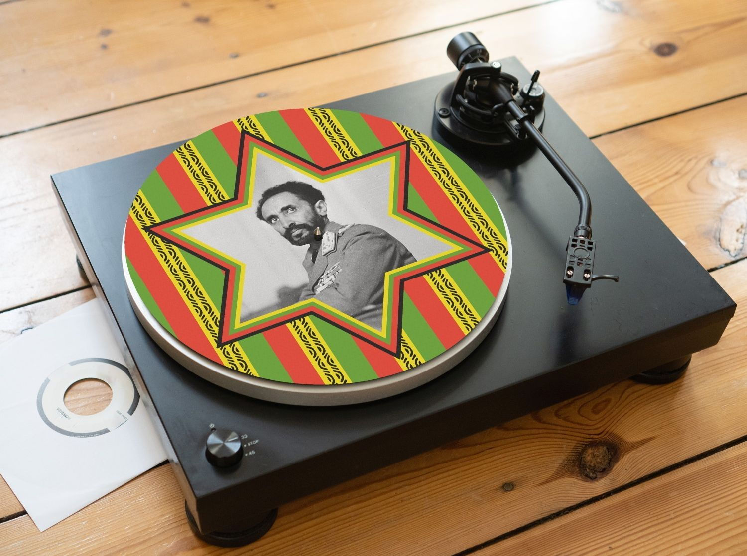 H.I.M Haile Selassie Ethiopia Roots Reggae Felt Record Player Turntable Slipmat