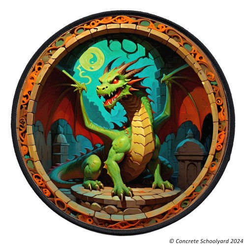 Vibrant Crypt Dragon Iron On Patch