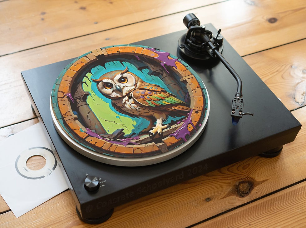 Thumbnail: Vibrant Crypt Owl Felt Record Player Turntable Slipmat