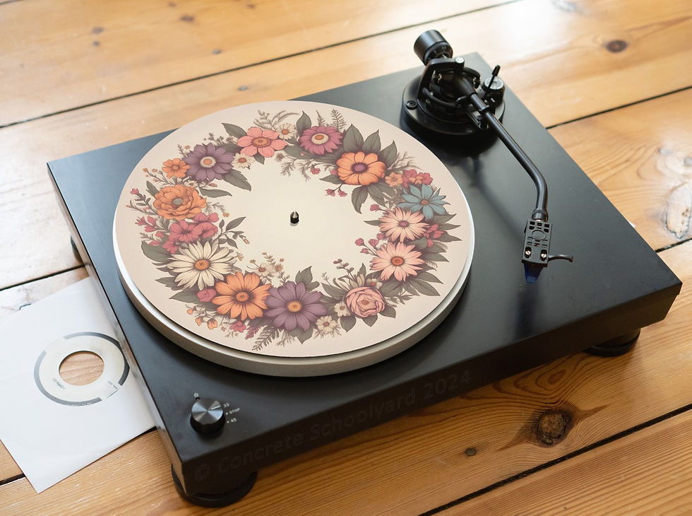 Thumbnail: Pretty Hippy Floral Wreath Felt Record Player Turntable Slipmat