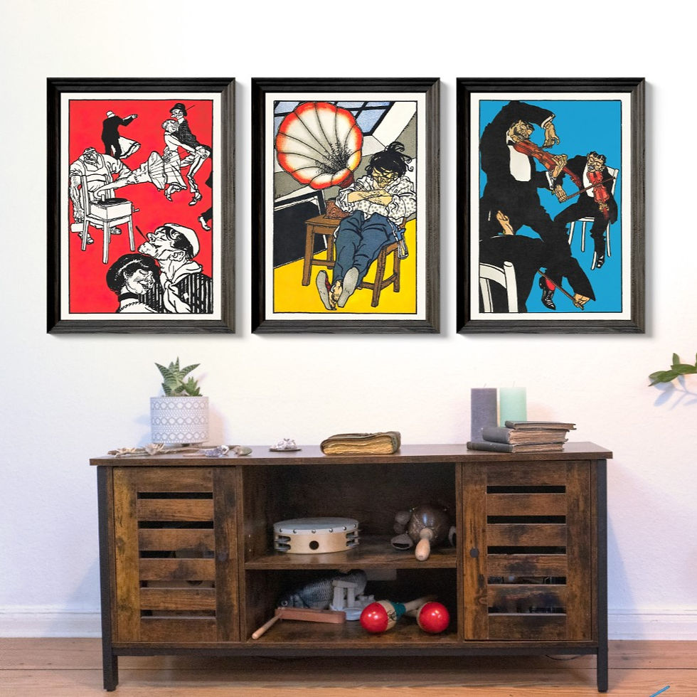 Vibrant Jazz Café Musicians by Moriz Jung High Quality Wall Art Print