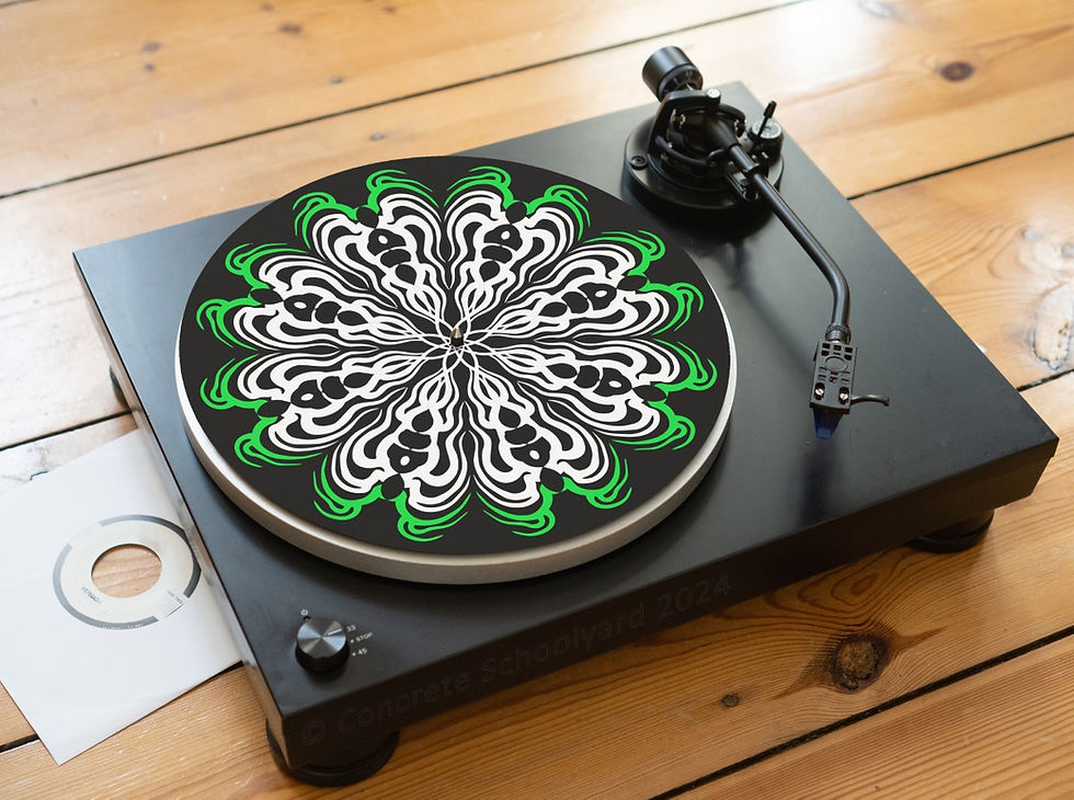 Thumbnail: Dark Trippy Geometry Felt Record Player Turntable Slipmat