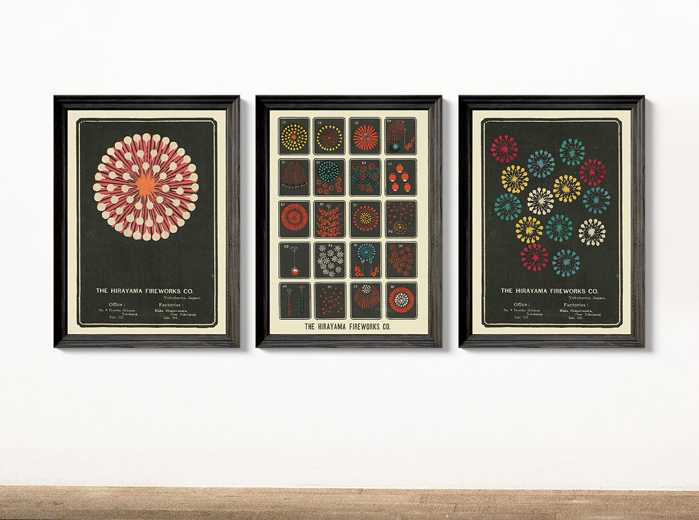 Miniaturbild: Vintage Japanese Hirayama Fireworks Poster High Quality Wall Art Print
