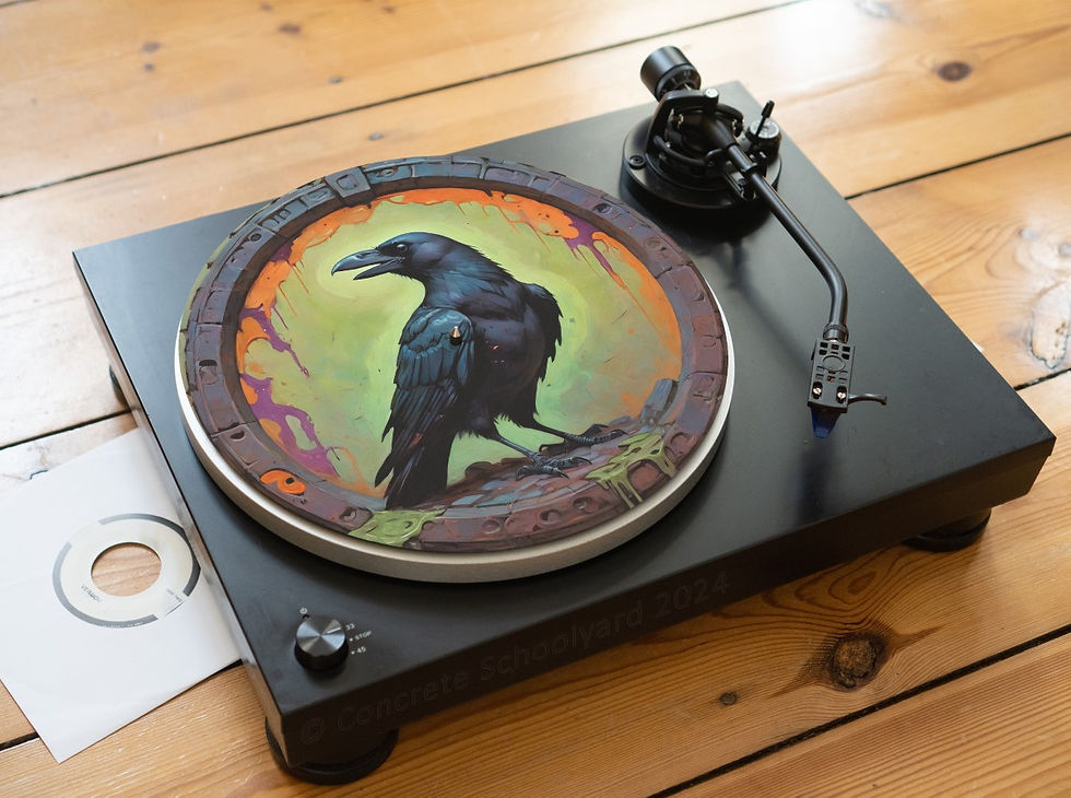 Miniaturbild: Vibrant Crypt Crow Metal Black Bird Felt Record Player Turntable Slipmat