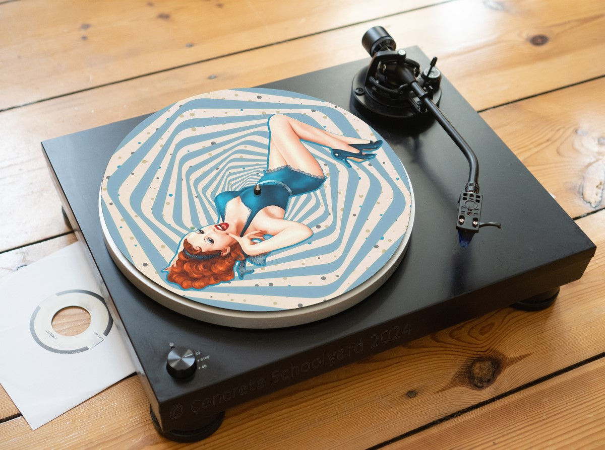 1960's Mod Pin Up Girl Felt Record Player Turntable Slipmat