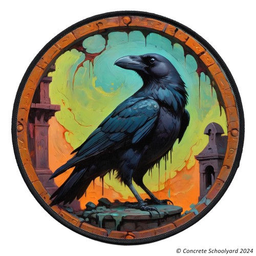 Thumbnail: Vibrant Occult Crow Blackbird Iron On Patch