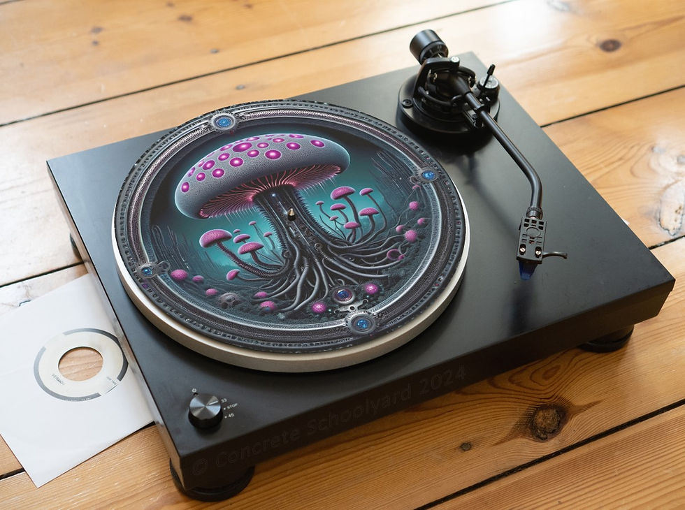 Thumbnail: Cyber Psychedelic Magic Mushroom Felt Record Player Turntable Slipmat
