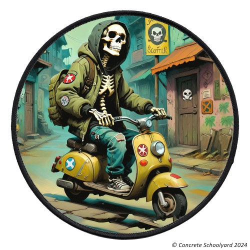 Miniaturbild: Mod Scooter Skeleton Iron On Patch