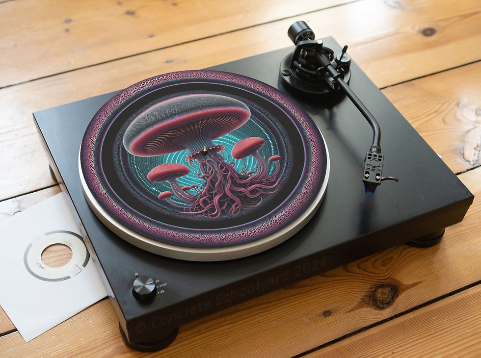 Cyber Psychedelic Magic Mushroom Felt Record Player Turntable Slipmat