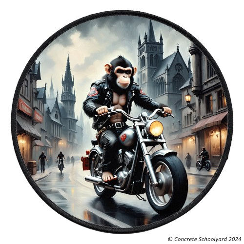 Thumbnail: Punk/Metal Biker Monkey Iron On Patch