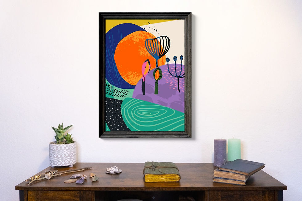 Thumbnail: Colourful Modern Abstract Nature Graphics High Quality Wall Art Print