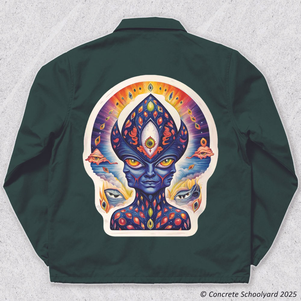 Cosmic Oracle: Celestial Alien Visionary Art Large Iron On Jacket Back Patch