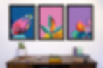 Colourful Abstract Floral Motifs High Quality Wall Art Print