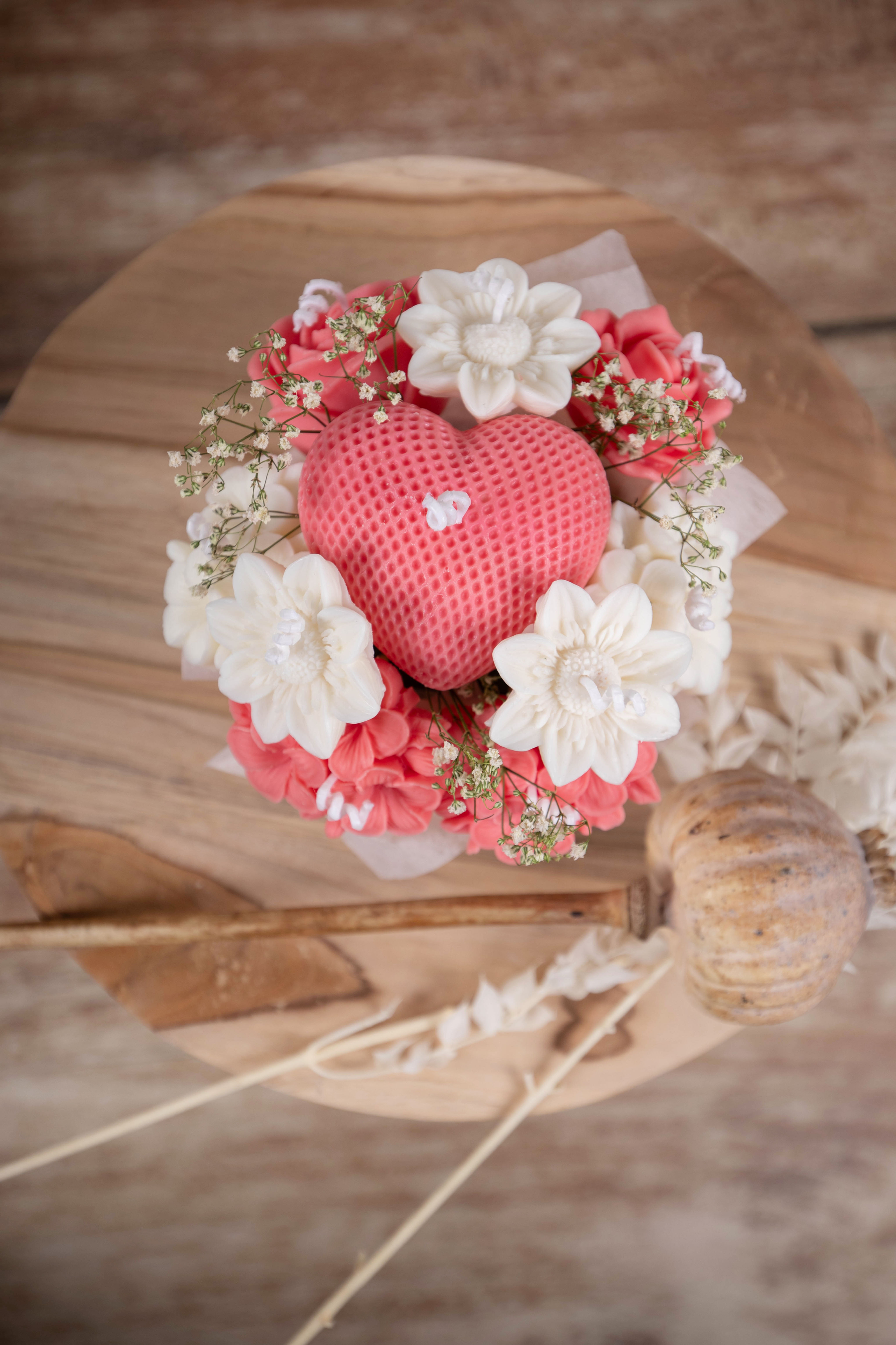 Kerzen-Bouquet "Leuchtendes Herz" Größe M