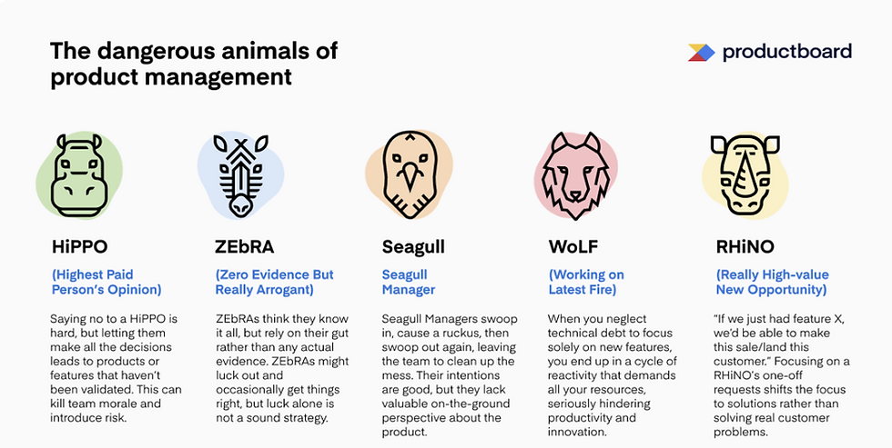 Funny depiction of different head of product archetypes