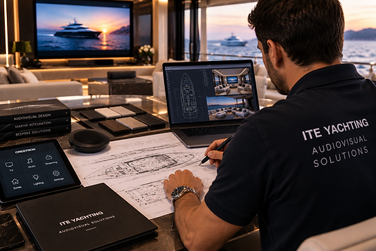 ITE Yachting engineer designing and configuring audiovisual systems for yacht owners and crew