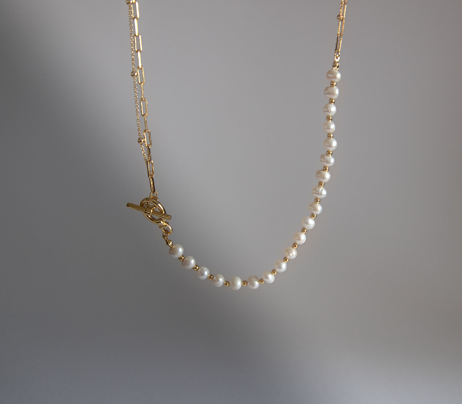 18K Gold-Plated Freshwater Pearl & Chain Necklace