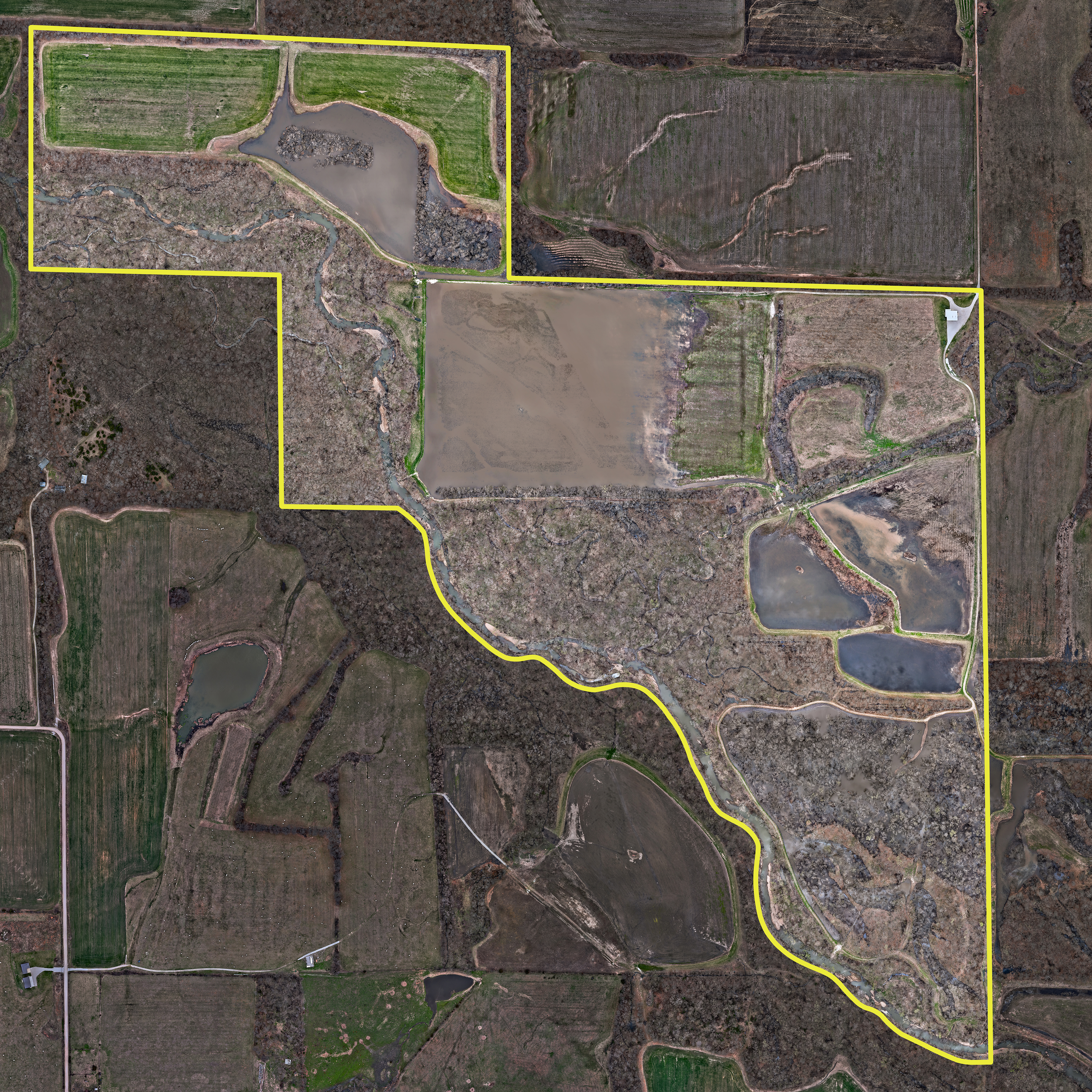 Detailed custom property map showing hunting lease boundaries and timber terrain in Lamar, Missouri.