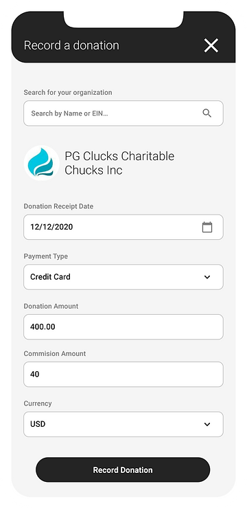 Record a donation for mobile