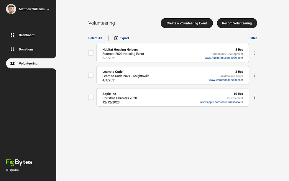 Volunteering page design
